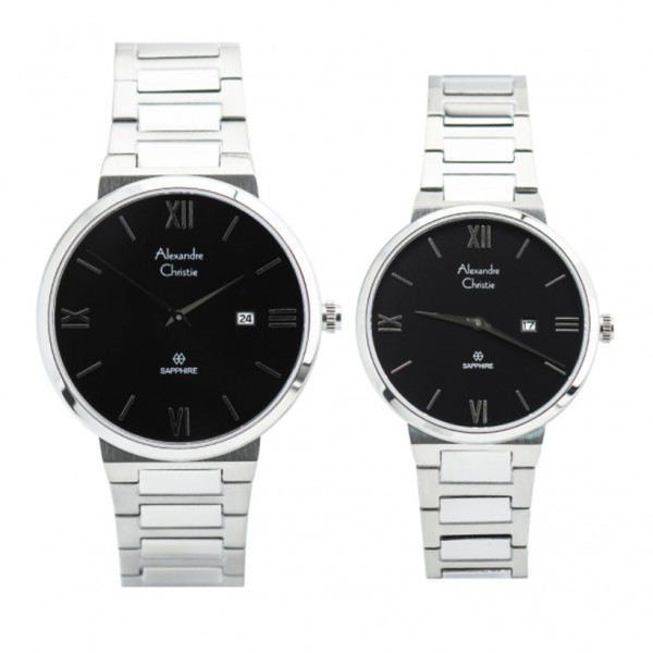 Alexandre Christie AC 8564 Silver Black Couple